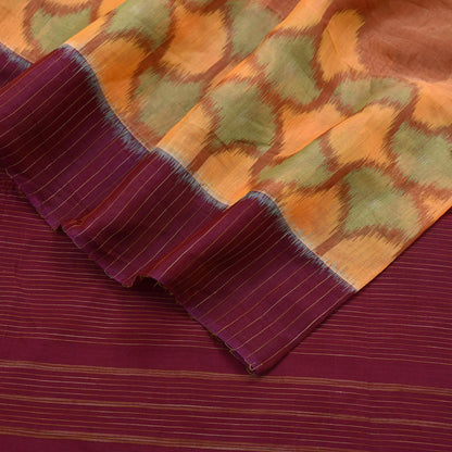Indian Vintage Maroon & Peach Dupatta Long Stole Hand woven Sambalpuri Ikat Hijab Pure Silk Scarves Veil Fringes