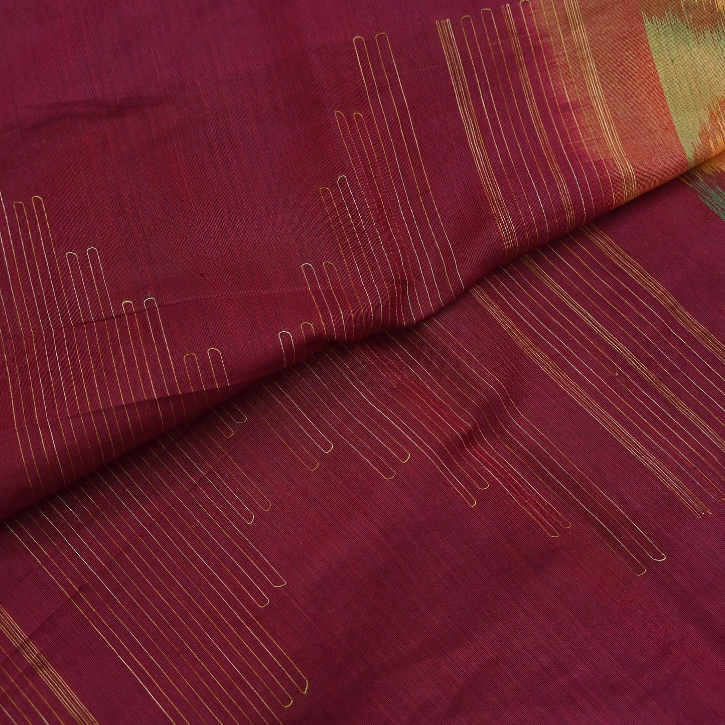 Indian Vintage Maroon & Peach Dupatta Long Stole Hand woven Sambalpuri Ikat Hijab Pure Silk Scarves Veil Fringes