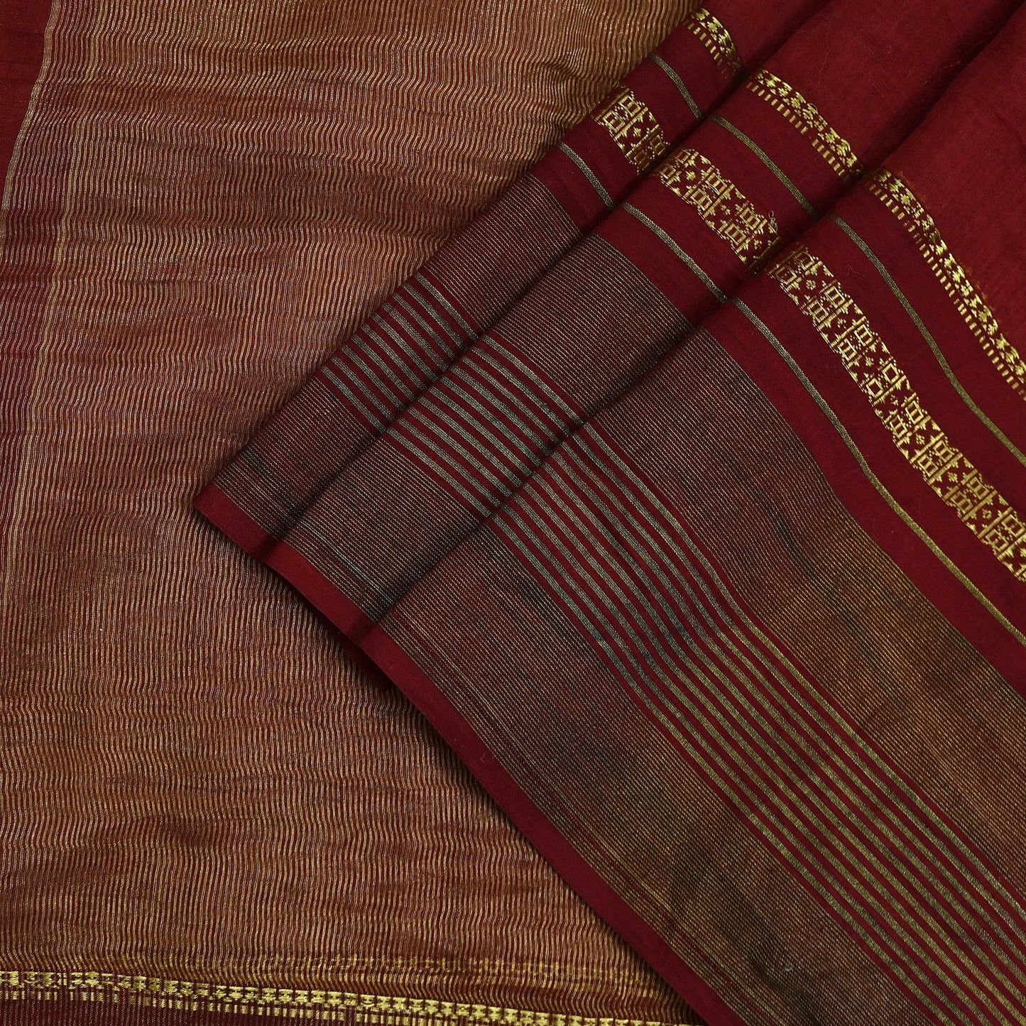 Indian Vintage Dupatta Maroon Long Stole Hand Woven Pure Chanderi Silk Indian Scarves Veil Golden Zari Soft Fringes