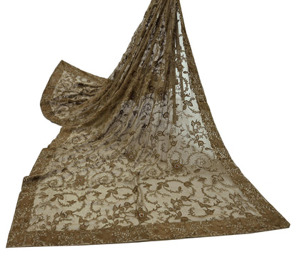 Indian Vintage Dupatta Green Pure Georgette silk Long Stole Embroidered Scarves Stole Veil Wrap