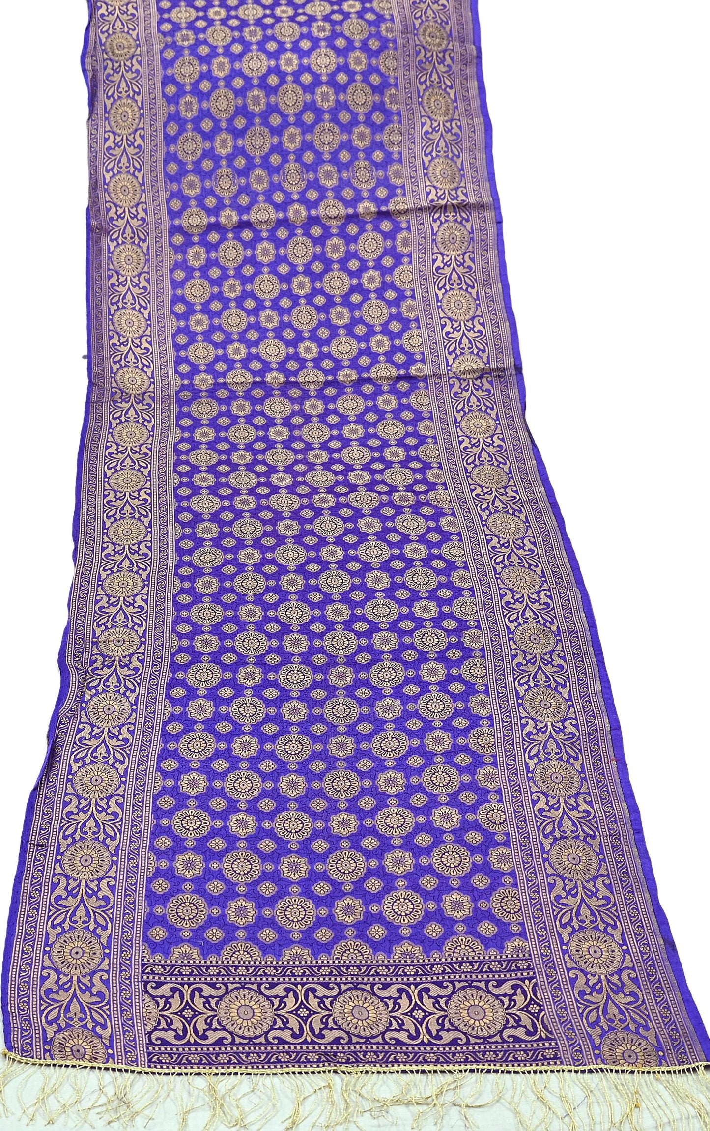 Indian Vintage Dupatta Purple Long Stole Pure Satin silk Woven Brocade Scarves Veil Scarf Wrap Hippie Boho Soft Floral Zari
