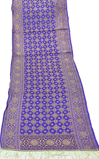 Indian Vintage Dupatta Purple Long Stole Pure Satin silk Woven Brocade Scarves Veil Scarf Wrap Hippie Boho Soft Floral Zari