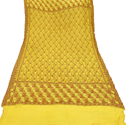 Indian Vintage Yellow Dupatta Long Stole Pure Georgette Silk Hand Woven Scarves Veil Scarf Wrap Hippie Boho Soft