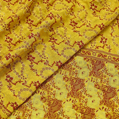 Indian Vintage Yellow Dupatta Long Stole Pure Georgette Silk Hand Woven Scarves Veil Scarf Wrap Hippie Boho Soft