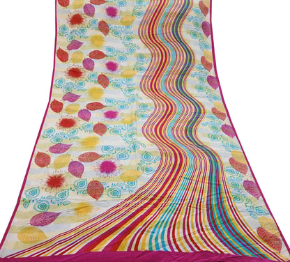 Indian Vintage Multi Saree Pure Crepe Silk Printed Sari Craft Fabric 5yd Sewing Floral Soft Wrap Crafting Quilting Dress making Upcycle