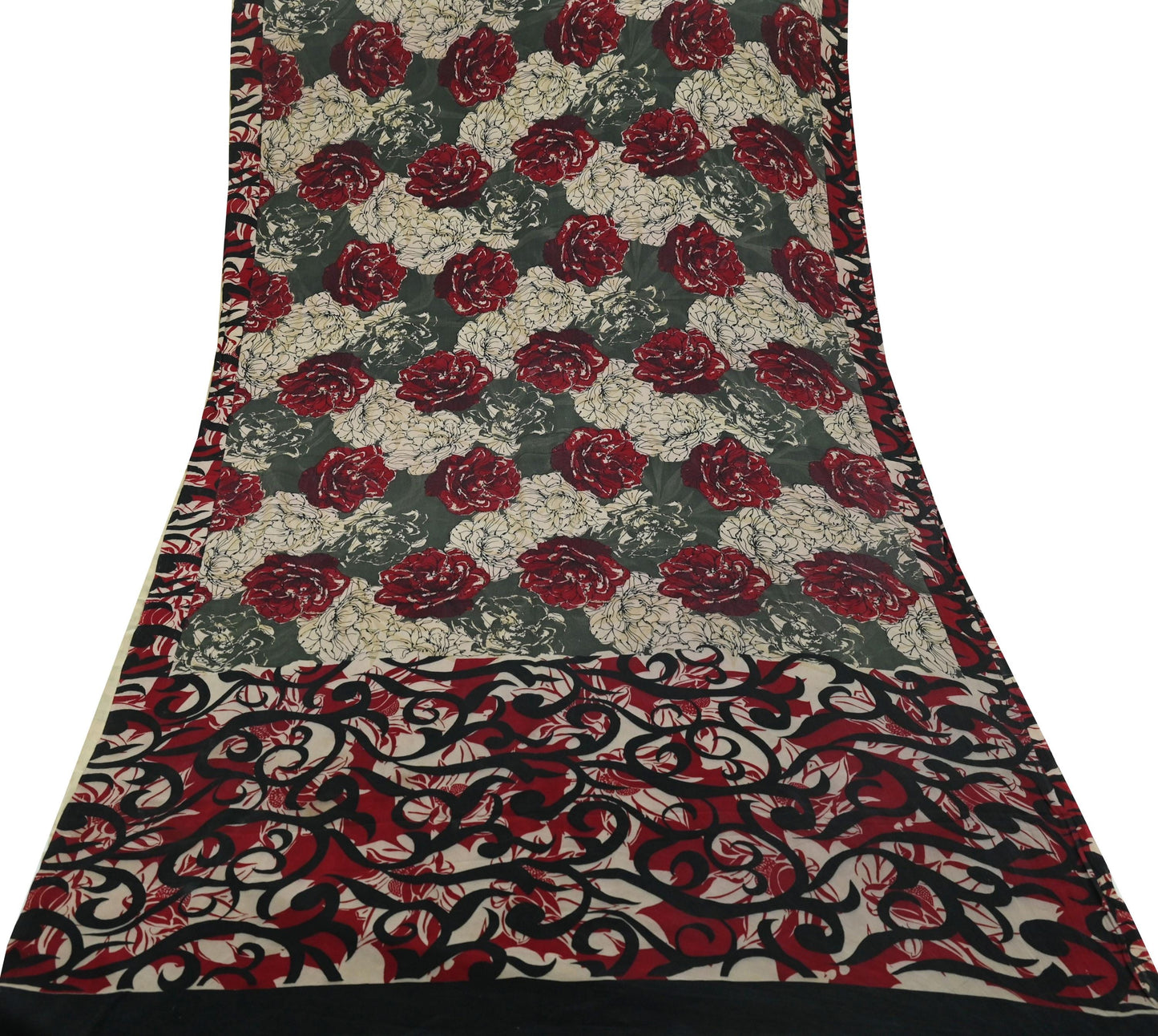 Indian Vintage Sari Multi Pure Crepe Silk Printed Sarees 5yd Sewing Soft Craft Fabric Floral Wrap Quilting Dress Making Crafting