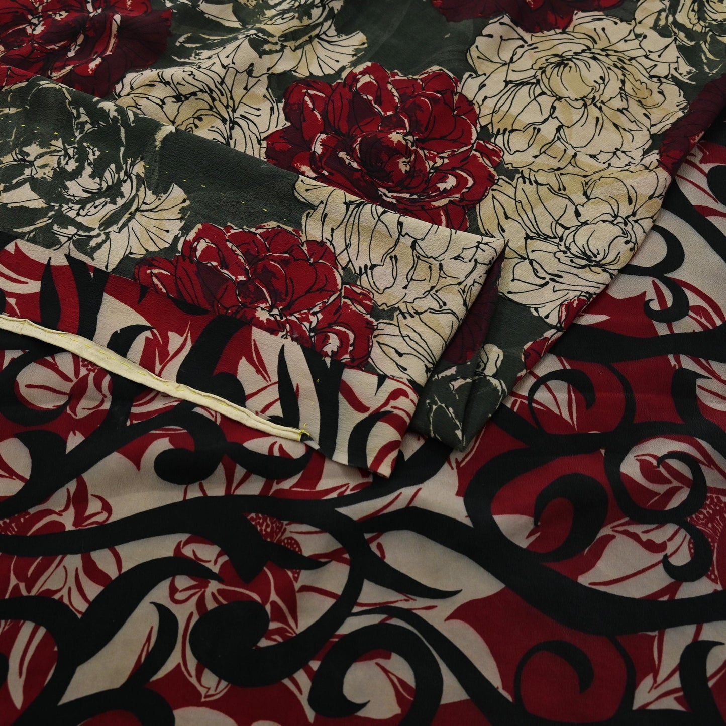 Indian Vintage Sari Multi Pure Crepe Silk Printed Sarees 5yd Sewing Soft Craft Fabric Floral Wrap Quilting Dress Making Crafting