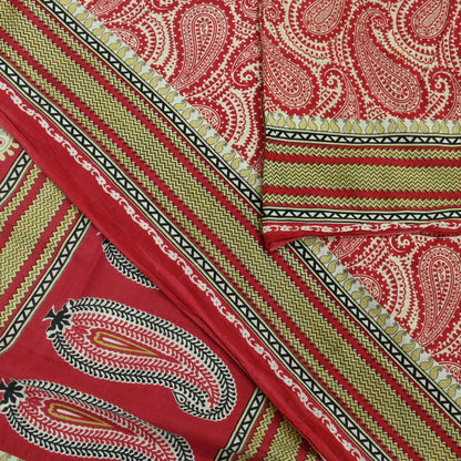 Indian Vintage Sari Ivory & Pink Printed Blend Cotton Saree Craft Fabric 5Yd Soft Sewing Sarong Wrap Boho Floral Dress making Crafting
