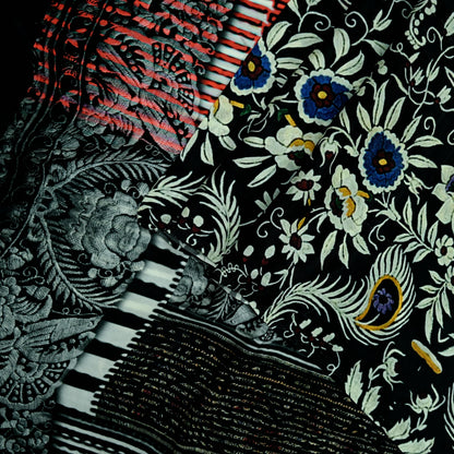 Indian Vintage Saree Black Pure Satin Silk Digital Printed Sari 6yd Sewing Floral Soft Craft Fabric Dress Making Crafting Quilting