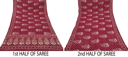 Indian Vintage Sari Ivory & Maroon Printed Pure Cotton Saree Fabric Soft Floral 5Yd Sarong Wrap Boho Fabric Kimono Soft
