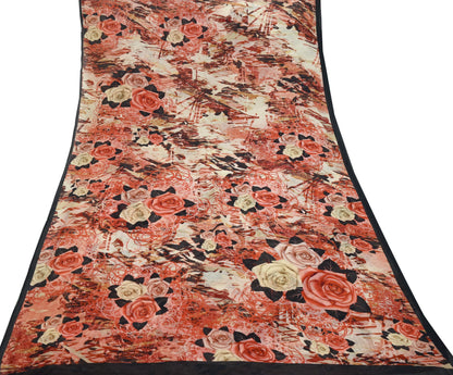 Women Vintage Sari Multi Pure Georgette Silk Digital Printed Saree Craft Fabric Sewing 6Yd Light Dress Making Geometric Crafting Quilting