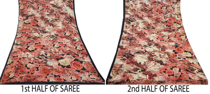 Women Vintage Sari Multi Pure Georgette Silk Digital Printed Saree Craft Fabric Sewing 6Yd Light Dress Making Geometric Crafting Quilting