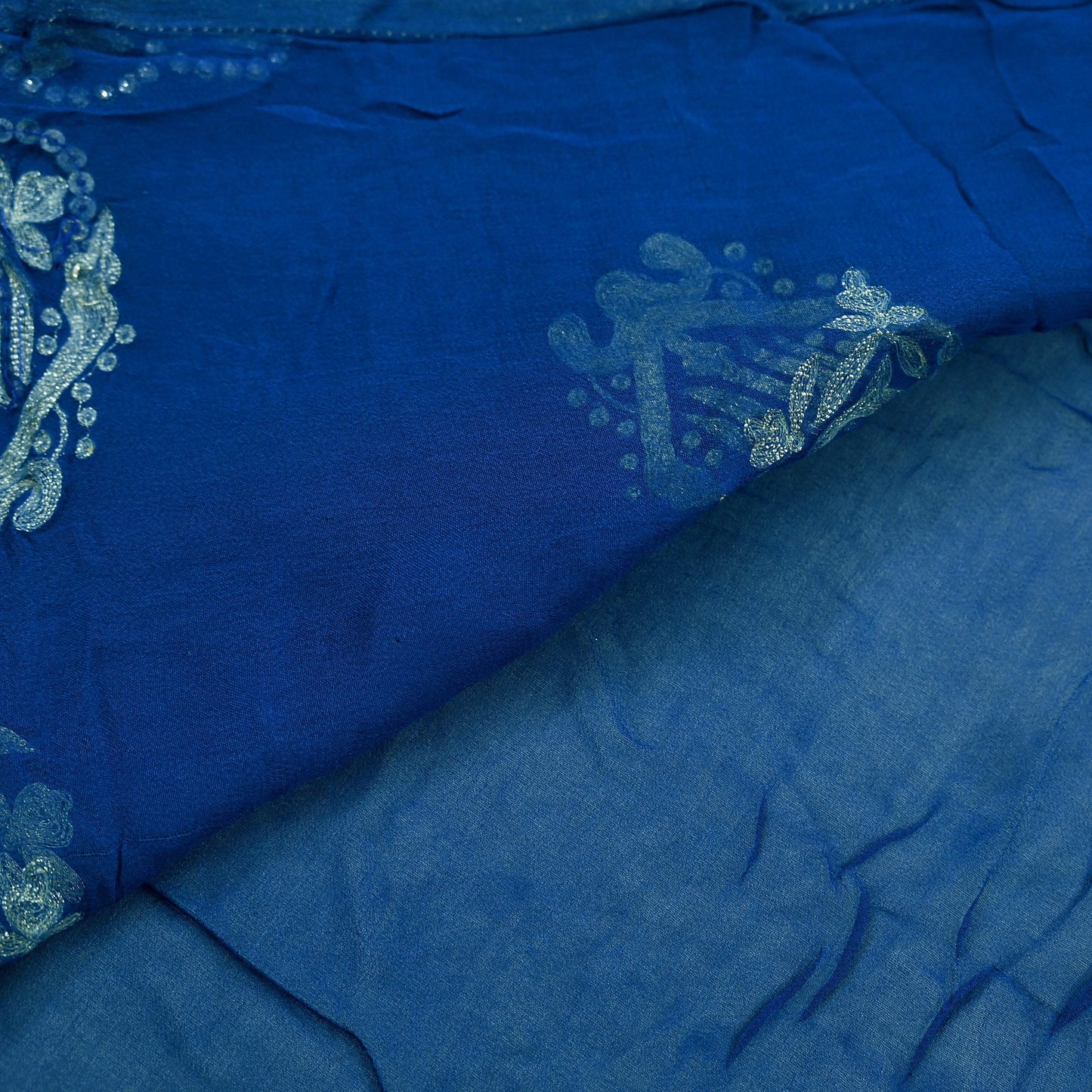 Indian Vintage Heavy Sari Blue Pure Georgette Silk Hand Embroidered Sarees Craft Fabric 5Yd Sewing Ethnic Zardozi/dabka zari Wedding sarees