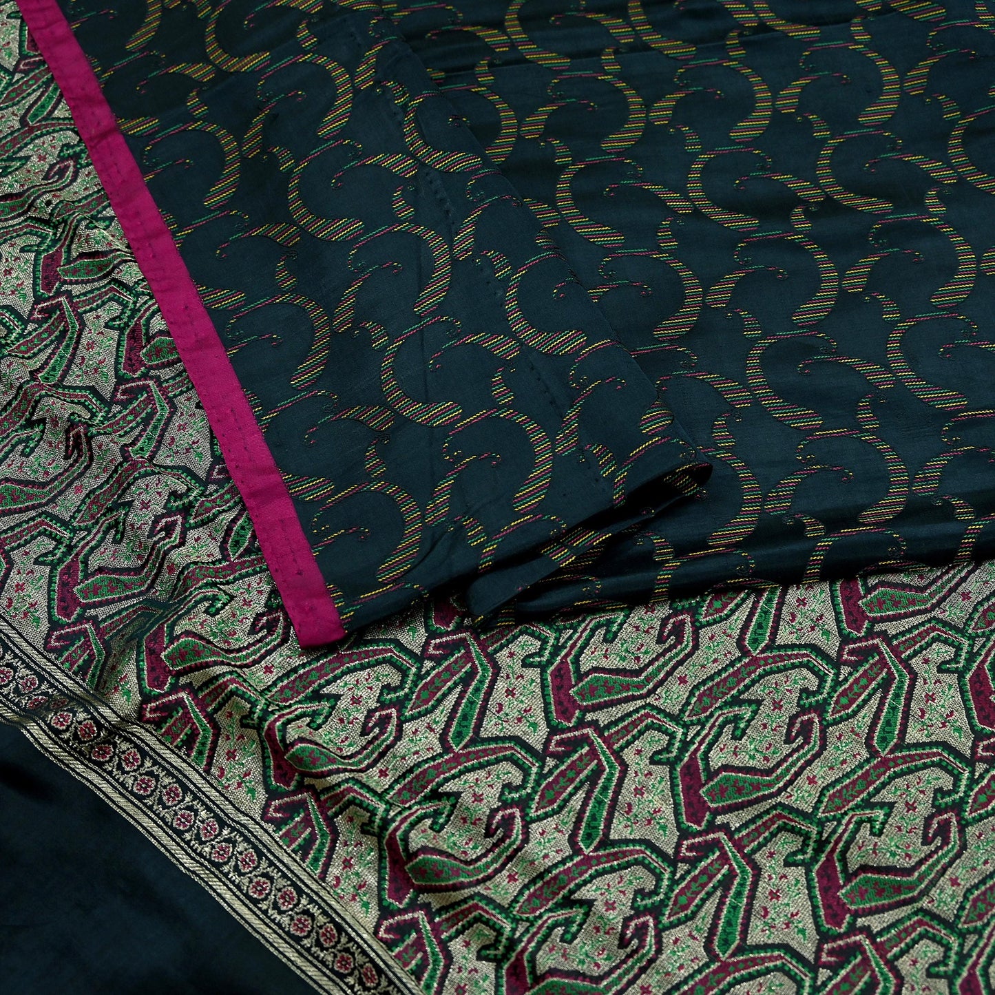 Indian Vintage Sari Heavy Black Pure Satin Silk Brocade Banarasi Sarees Zari 5Yd craft fabric dress making Crafting Upcycle