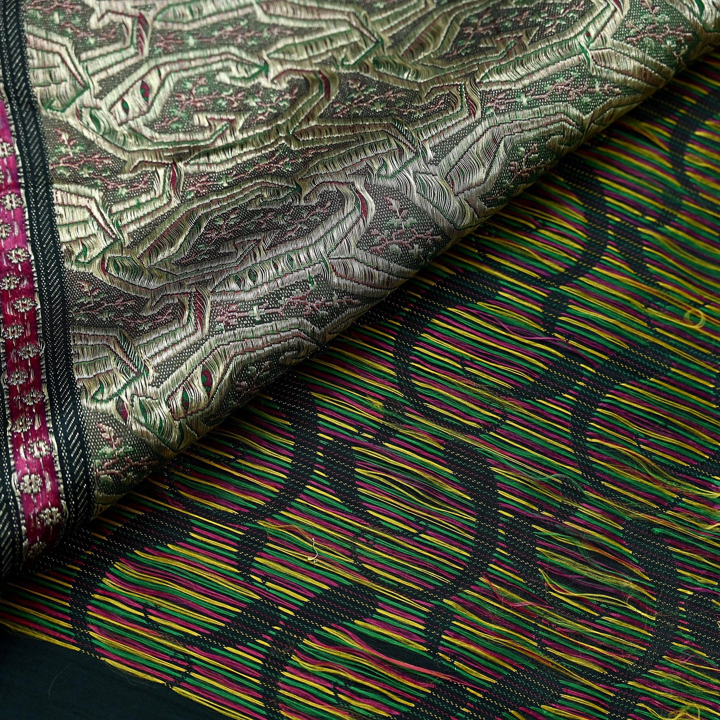 Indian Vintage Sari Heavy Black Pure Satin Silk Brocade Banarasi Sarees Zari 5Yd craft fabric dress making Crafting Upcycle