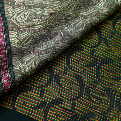 Indian Vintage Sari Heavy Black Pure Satin Silk Brocade Banarasi Sarees Zari 5Yd craft fabric dress making Crafting Upcycle