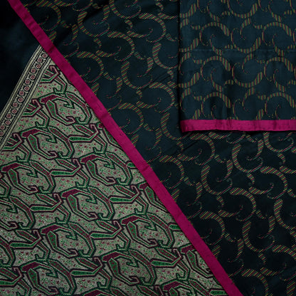 Indian Vintage Sari Heavy Black Pure Satin Silk Brocade Banarasi Sarees Zari 5Yd craft fabric dress making Crafting Upcycle
