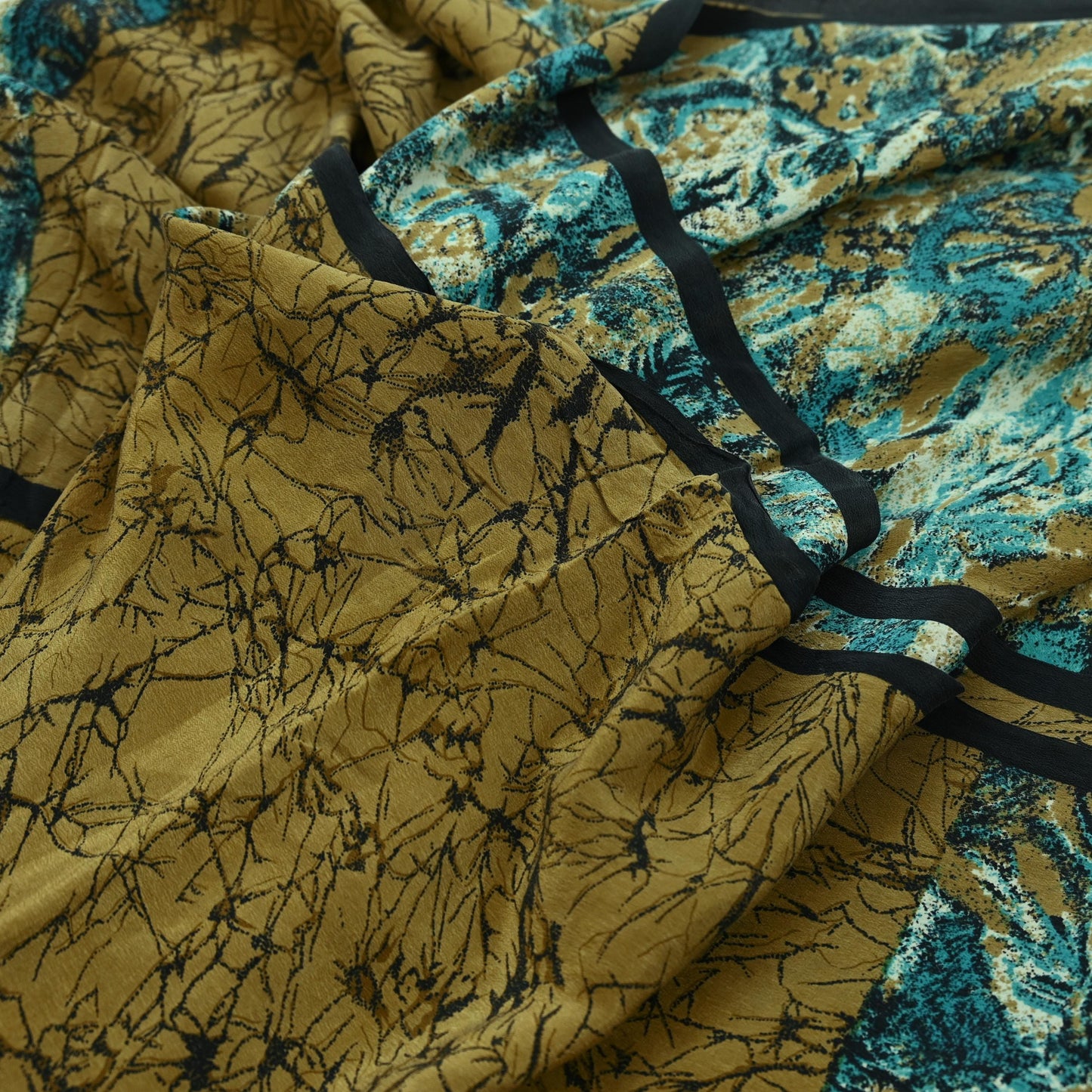 Indian Vintage Sari Green Pure Crepe Silk Printed Saree 5yd Sewing Floral Soft Craft Fabric Wrap Dress making Crafting Quilting Used