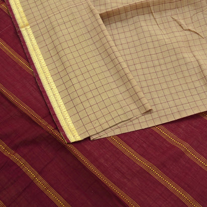 Indian Vintage Sari Maroon & Beige Pure Cotton Hand Woven 6Yd Sarees Soft Floral Ethnic Craft Fabric Sewing Dress making Crafting Quilting