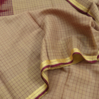 Indian Vintage Sari Maroon & Beige Pure Cotton Hand Woven 6Yd Sarees Soft Floral Ethnic Craft Fabric Sewing Dress making Crafting Quilting