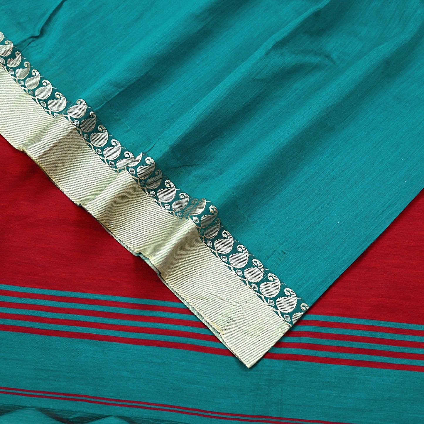 Indian Vintage Green Saree Artificial Silk Embroidered Sari Craft Fabric 5Yd Sewing Stripes Dress making Crafting Quilting Upcycle Fringes