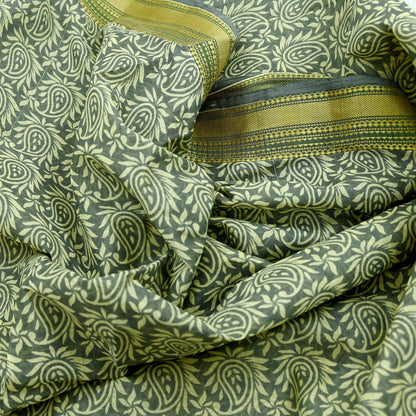 Indian Vintage Sari Hand Block Printed 100% Pure Cotton Sarees Craft Fabric 5Yd Paisley Design Upcycle Quilting Crafting