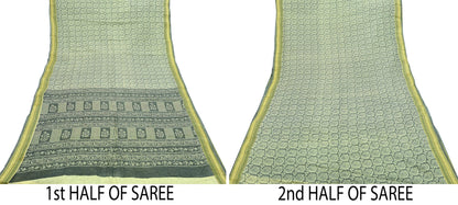 Indian Vintage Sari Hand Block Printed 100% Pure Cotton Sarees Craft Fabric 5Yd Paisley Design Upcycle Quilting Crafting