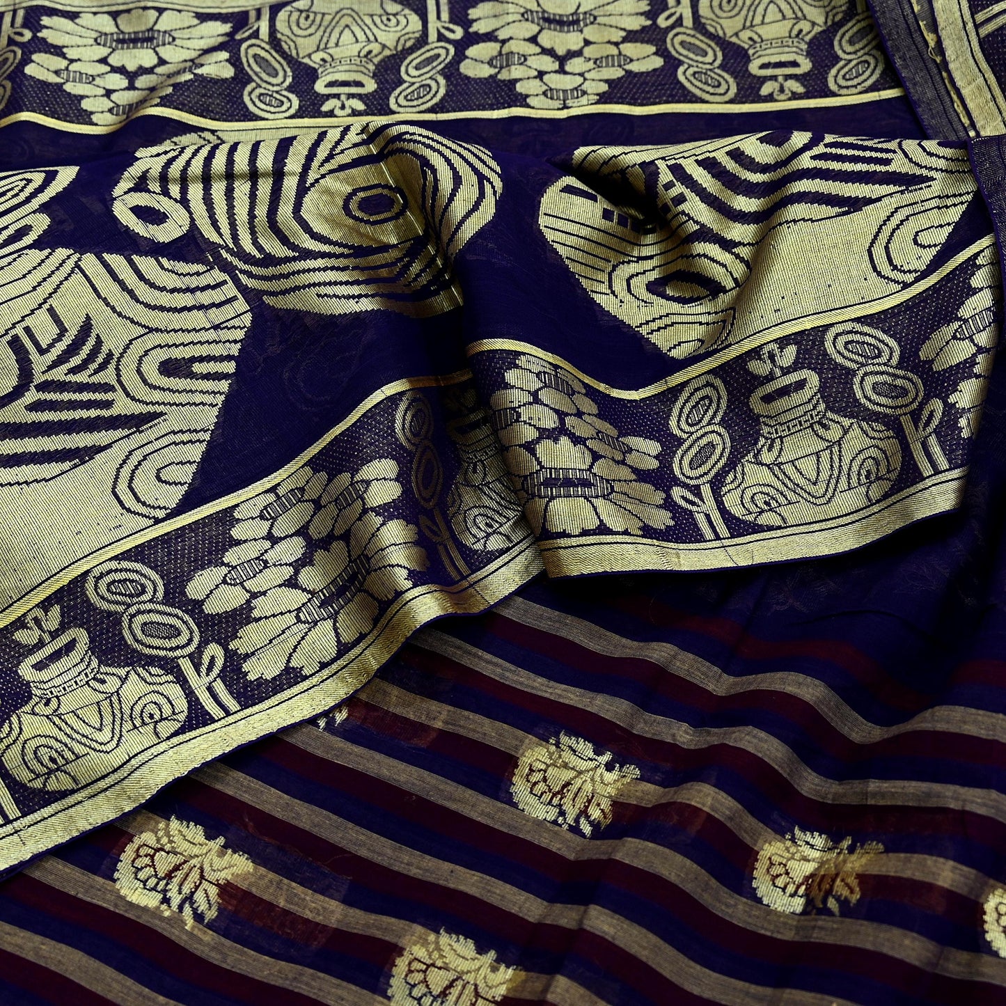 Indian Vintage Sari Pure Cotton Hand Woven Saree Craft Fabric 5yd Sewing Ethnic Soft Dress making Crafting Quilting Dress Designing Zari