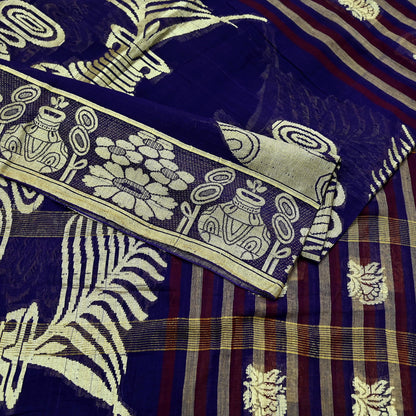 Indian Vintage Sari Pure Cotton Hand Woven Saree Craft Fabric 5yd Sewing Ethnic Soft Dress making Crafting Quilting Dress Designing Zari