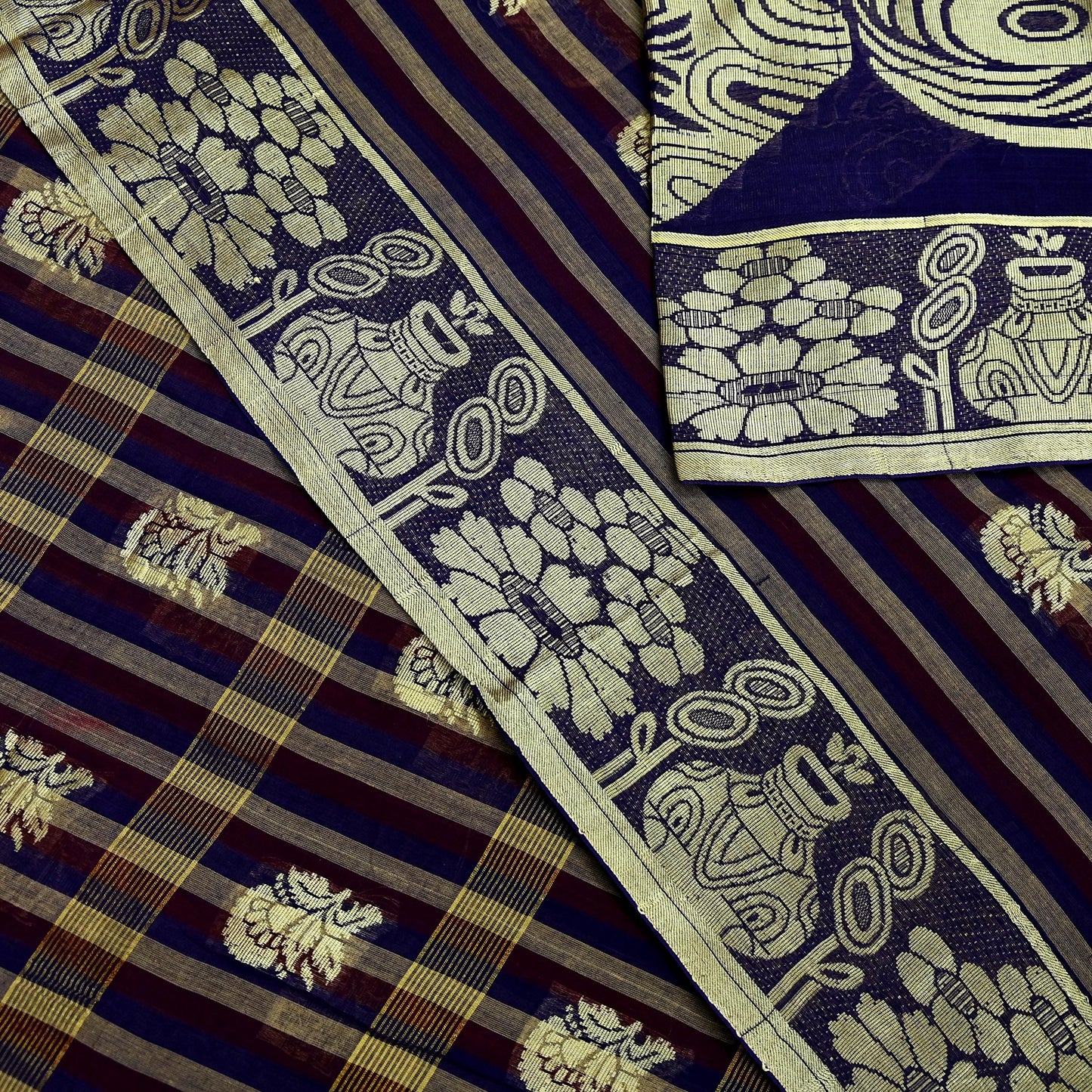 Indian Vintage Sari Pure Cotton Hand Woven Saree Craft Fabric 5yd Sewing Ethnic Soft Dress making Crafting Quilting Dress Designing Zari