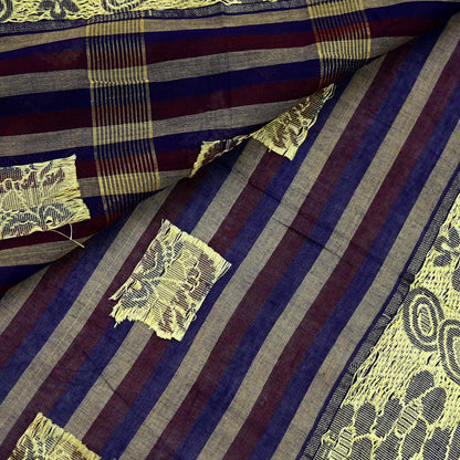 Indian Vintage Sari Pure Cotton Hand Woven Saree Craft Fabric 5yd Sewing Ethnic Soft Dress making Crafting Quilting Dress Designing Zari