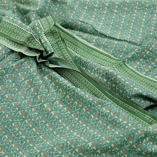 Indian Vintage Sari Ivory Pure Cotton Hand Block Printed Sarees 5Yd Craft Fabric Soft Sewing Sarong Dress Making Quilting Crafting