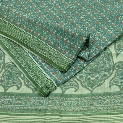 Indian Vintage Sari Ivory Pure Cotton Hand Block Printed Sarees 5Yd Craft Fabric Soft Sewing Sarong Dress Making Quilting Crafting