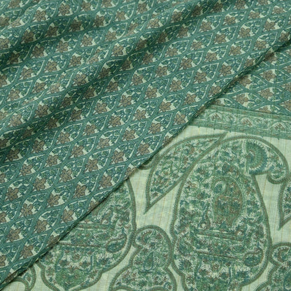 Indian Vintage Sari Ivory Pure Cotton Hand Block Printed Sarees 5Yd Craft Fabric Soft Sewing Sarong Dress Making Quilting Crafting