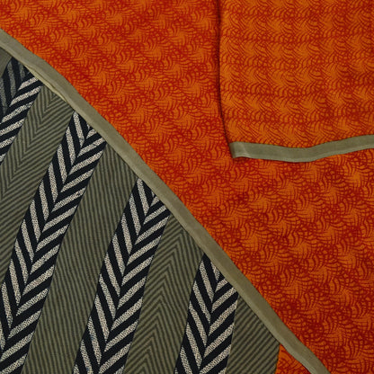 Indian Vintage Sari Orange & Saffron Pure Crepe Silk Printed Sarees 5yd Sewing Floral Soft Craft Fabric Wrap Dress Making Crafting Quilting