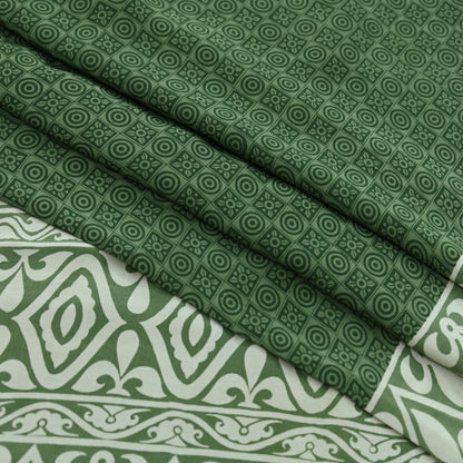 Indian Vintage Sari Green Pure Crepe Silk Printed Saree 5yd Sewing Floral Soft Craft Fabric Wrap Dress making Crafting Quilting