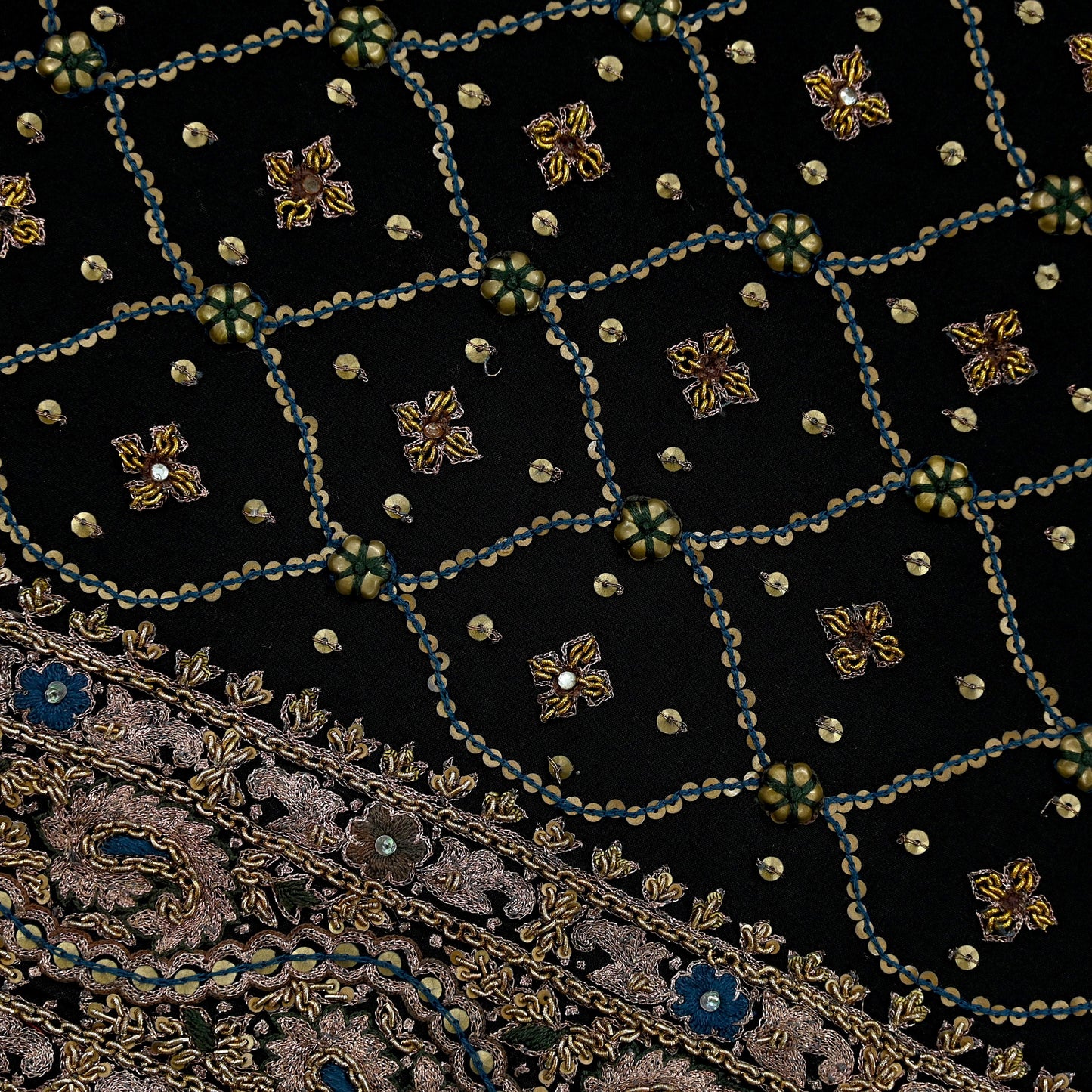 Indian Vintage Black Sarees Pure Georgette Silk Pre-owned Hand Beaded Ritu Kumar Designer Sari 6Yd Soft Ethnic Bollywood Party sarees