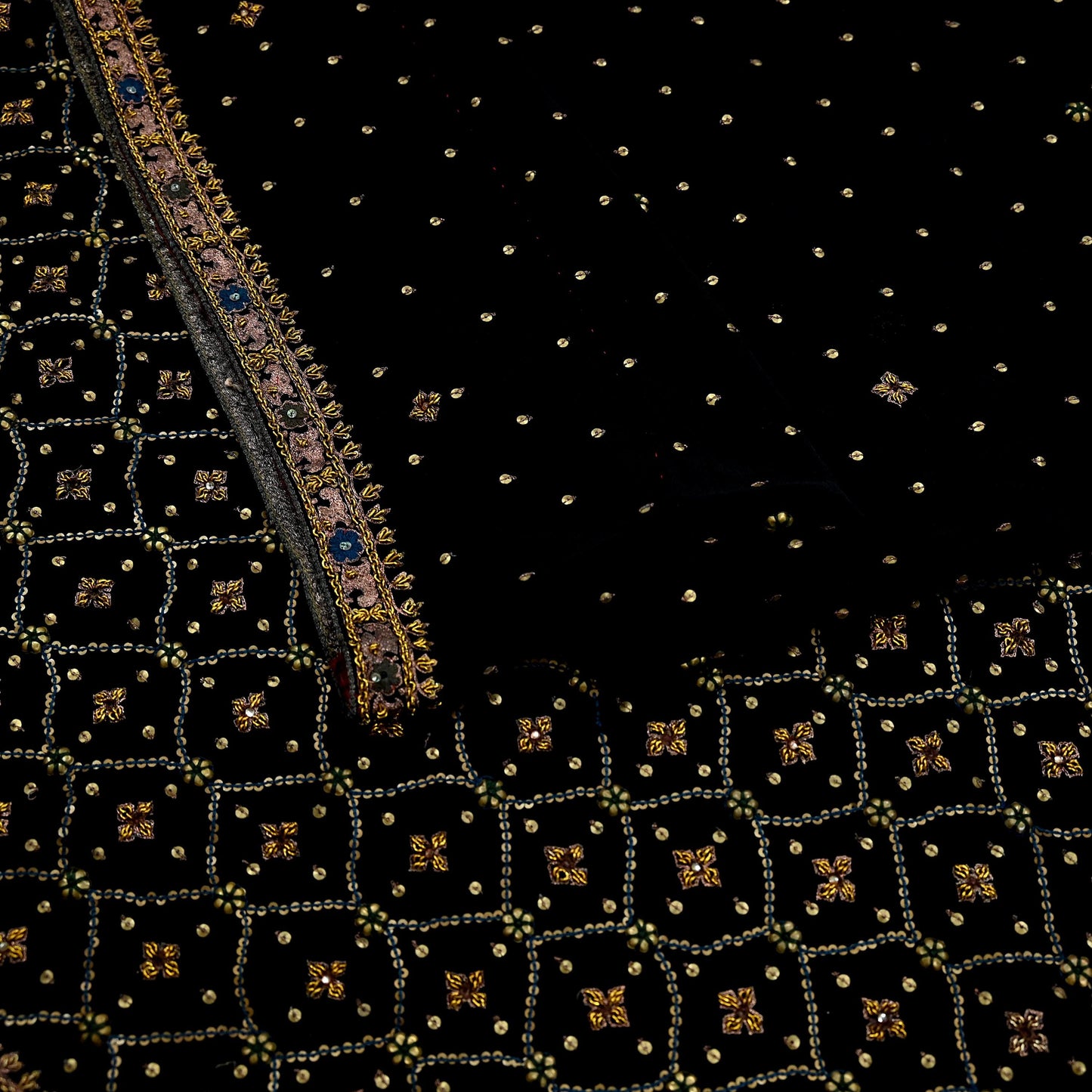 Indian Vintage Black Sarees Pure Georgette Silk Pre-owned Hand Beaded Ritu Kumar Designer Sari 6Yd Soft Ethnic Bollywood Party sarees
