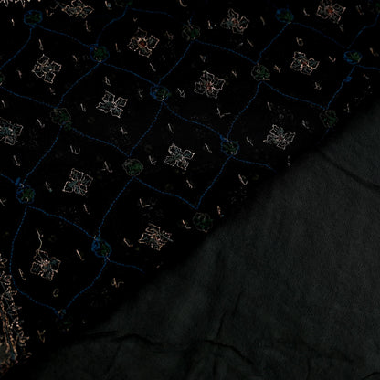 Indian Vintage Black Sarees Pure Georgette Silk Pre-owned Hand Beaded Ritu Kumar Designer Sari 6Yd Soft Ethnic Bollywood Party sarees