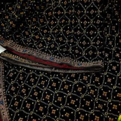 Indian Vintage Black Sarees Pure Georgette Silk Pre-owned Hand Beaded Ritu Kumar Designer Sari 6Yd Soft Ethnic Bollywood Party sarees