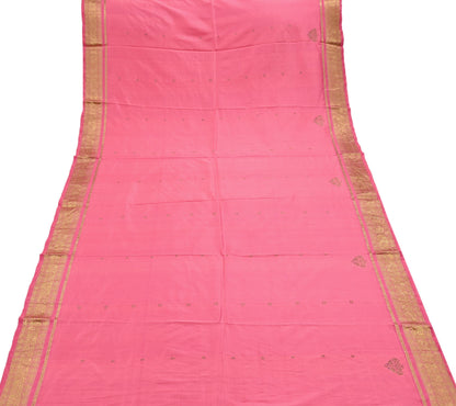 Indian Vintage Pink Dupatta Long Stole Pure silk Woven Banarasi Scarves Veil Scarf Wrap Hippie Boho Soft Floral Zari