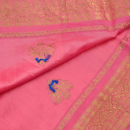 Indian Vintage Pink Dupatta Long Stole Pure silk Woven Banarasi Scarves Veil Scarf Wrap Hippie Boho Soft Floral Zari