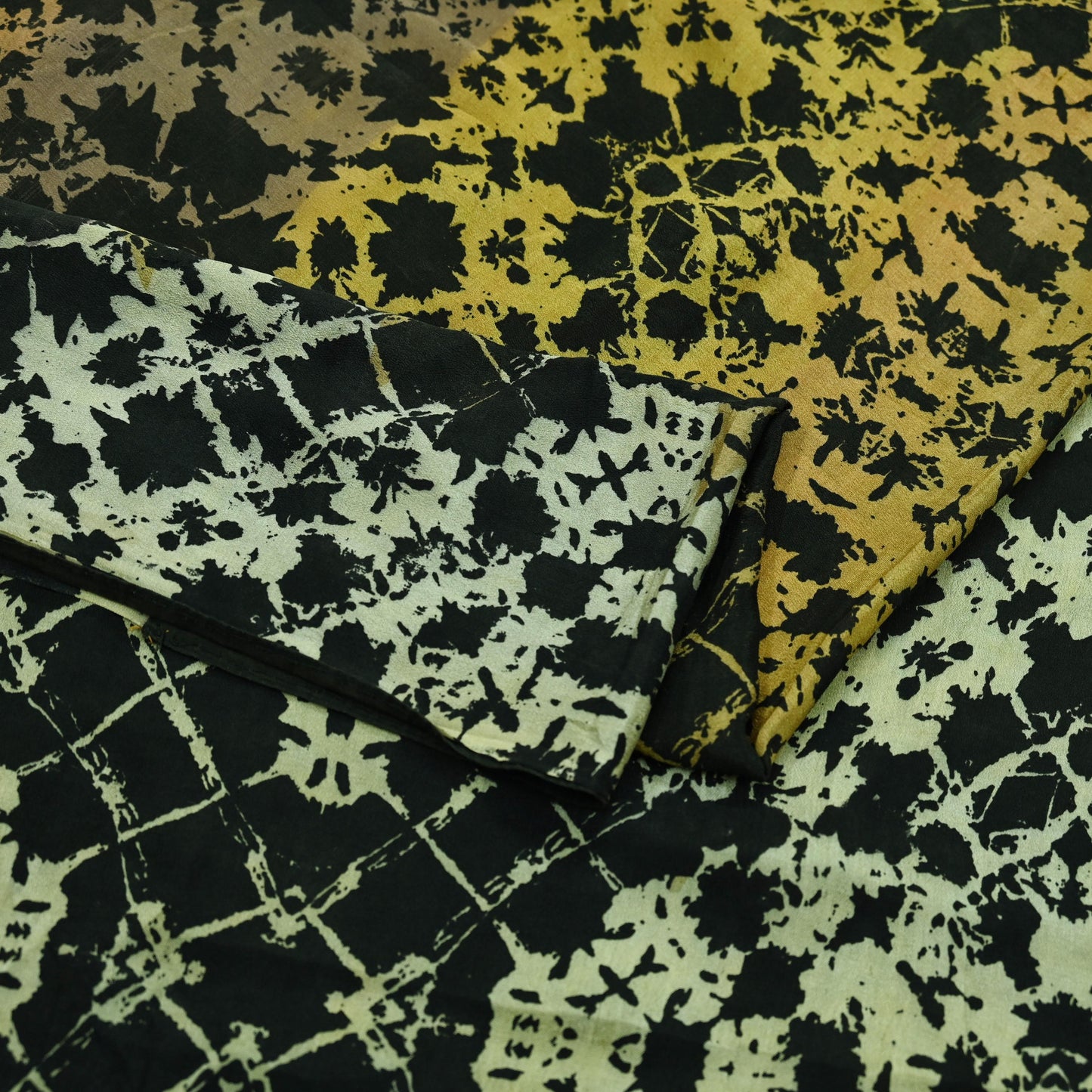 Indian Vintage Sari Black 100% Pure Silk Printed Saree Fabric 5yd Sewing Craft Fabric Dress Making Soft Floral Abstract Quilting Crafting