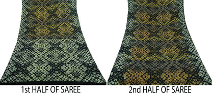 Indian Vintage Sari Black 100% Pure Silk Printed Saree Fabric 5yd Sewing Craft Fabric Dress Making Soft Floral Abstract Quilting Crafting