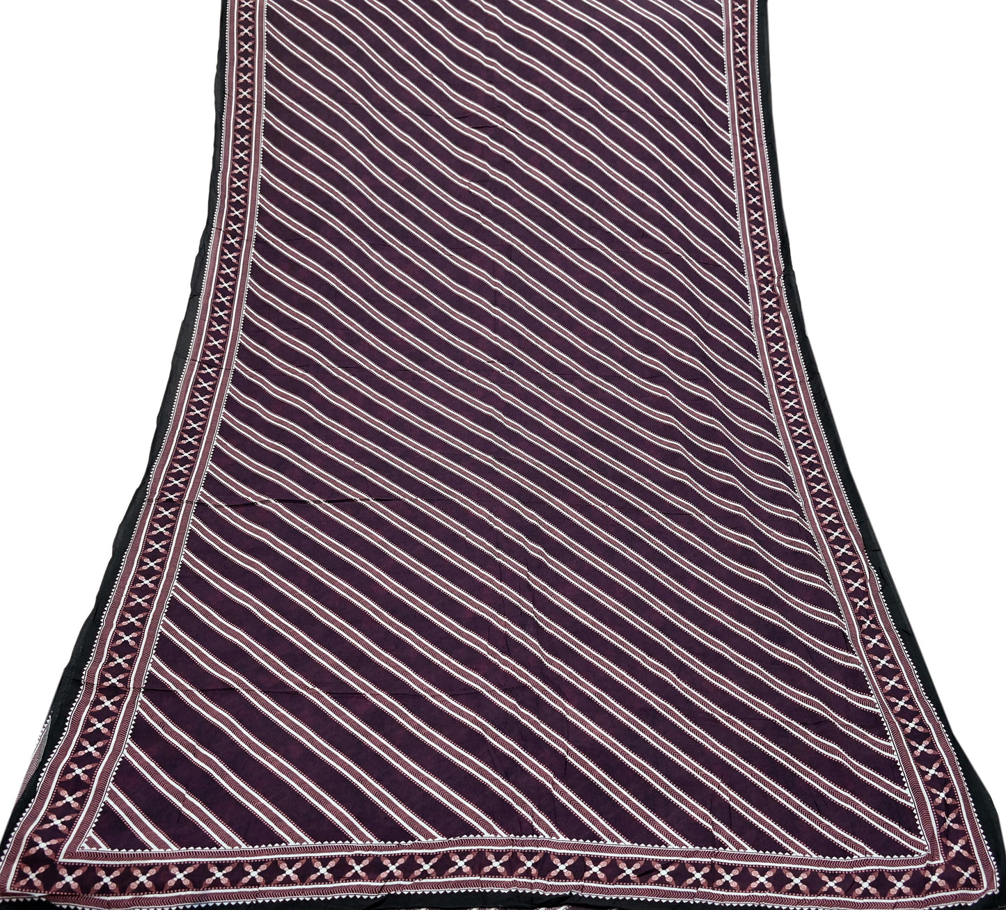 Indian Vintage Sari Ivory & Maroon Block Printed Pure Cotton Saree Fabric Soft Floral 5Yd Sarong Wrap Boho Fabric Kimono Soft