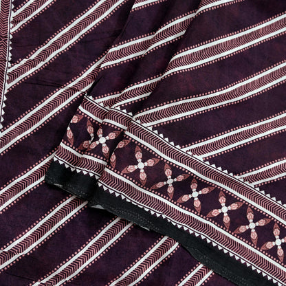 Indian Vintage Sari Ivory & Maroon Block Printed Pure Cotton Saree Fabric Soft Floral 5Yd Sarong Wrap Boho Fabric Kimono Soft