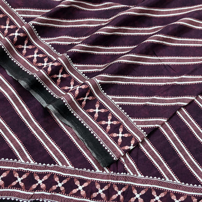 Indian Vintage Sari Ivory & Maroon Block Printed Pure Cotton Saree Fabric Soft Floral 5Yd Sarong Wrap Boho Fabric Kimono Soft