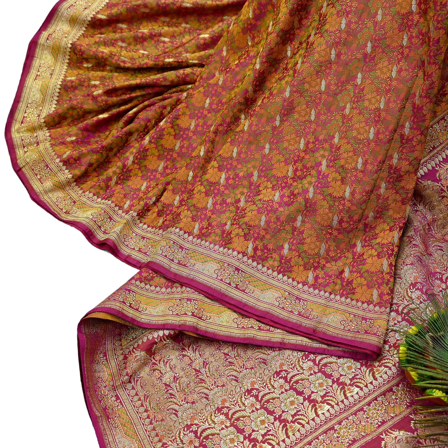 Indian Vintage Heavy Wedding Sari Pink Pure Satin Silk Woven Banarasi Tanchoi Sarees Zari 5Yd Ethnic Craft Fabric Upcycle Dress Making Used