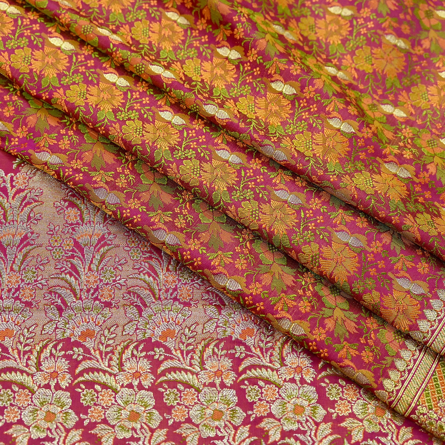 Indian Vintage Heavy Wedding Sari Pink Pure Satin Silk Woven Banarasi Tanchoi Sarees Zari 5Yd Ethnic Craft Fabric Upcycle Dress Making Used