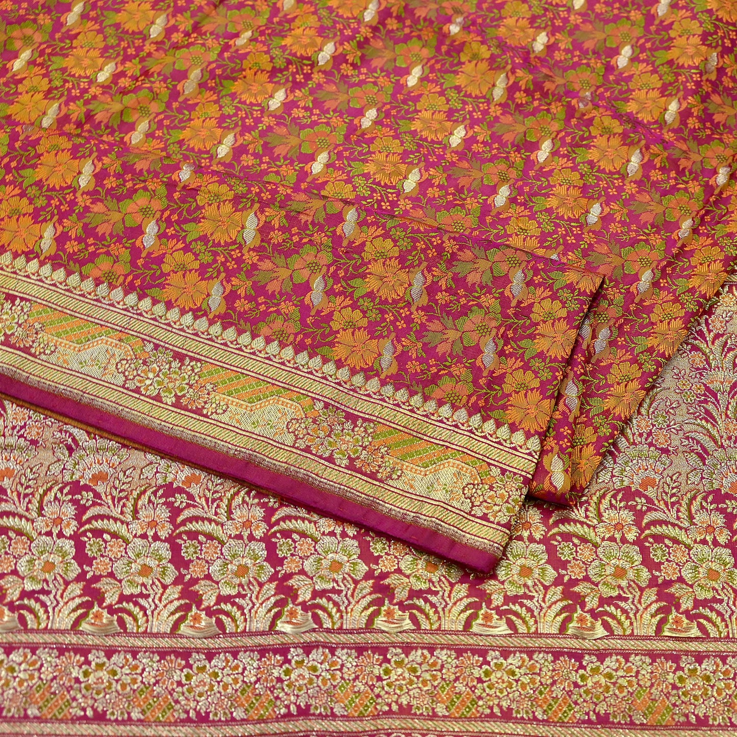 Indian Vintage Heavy Wedding Sari Pink Pure Satin Silk Woven Banarasi Tanchoi Sarees Zari 5Yd Ethnic Craft Fabric Upcycle Dress Making Used